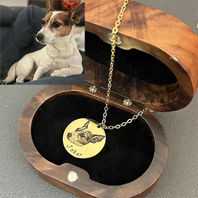 

Customized Stainless Steel Pendants Necklace Valentine's Day Pet Photo Name Necklaces For Men Women Personalized Gifts Jewelry