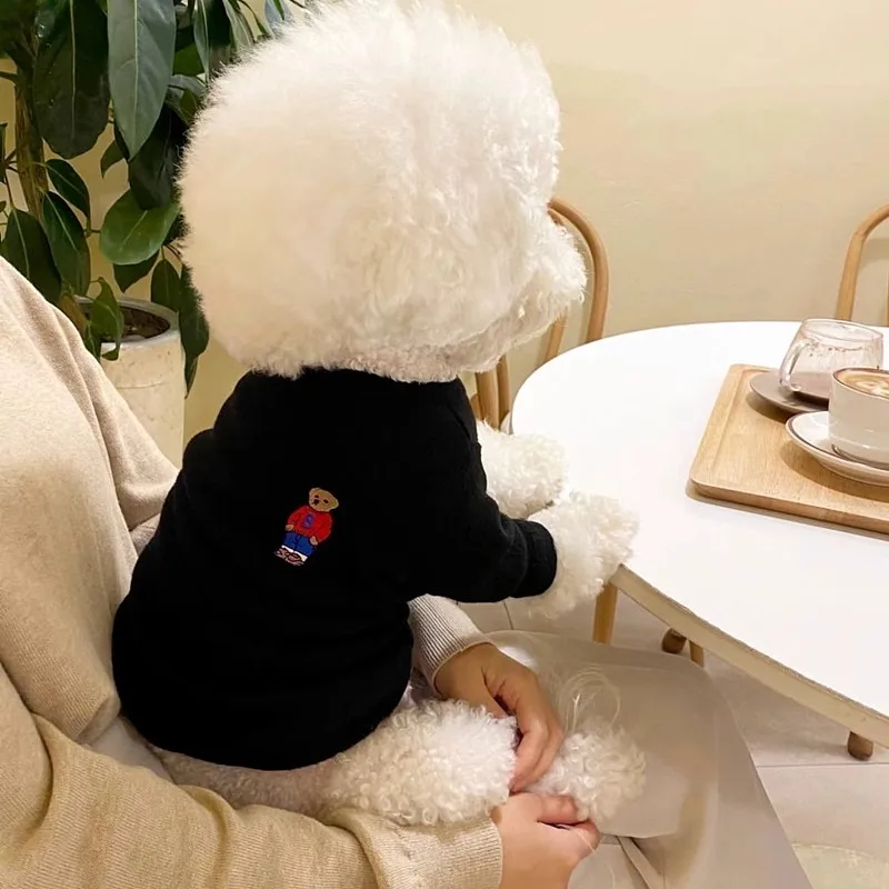 Winter huisdier ondershirt teddybeer geborduurd vest Bichon warme kleding puppy zachte trui modieuze hondenkleding