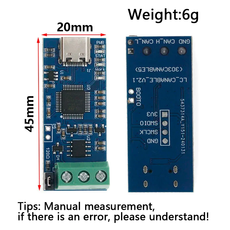 Type-C USB To CAN Module CANABLE V2.0 STM32G4 Supports CAN2.0 CAN-FD CAN Bus Analyzer