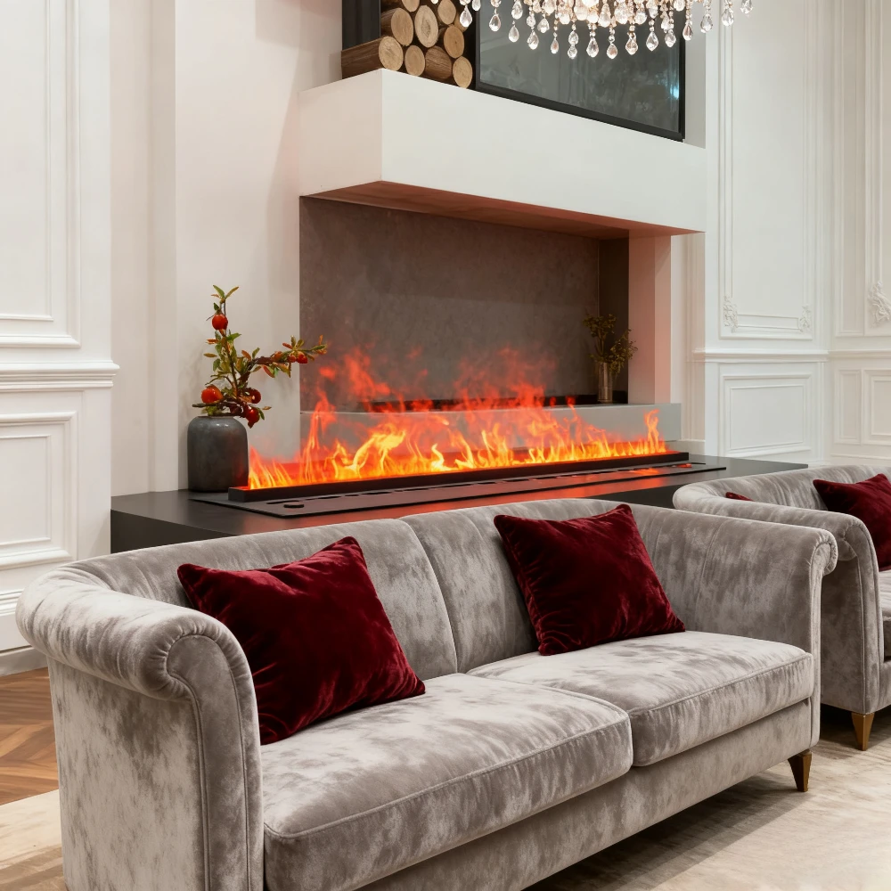 مدفأة إلكترونية مصدر ضوء LED لوحة رفيعة للغاية مدفأة الانحلال ثلاثية الأبعاد مدفأة بخارية قائمة على الأرض-متنقلة وأنيقة #3