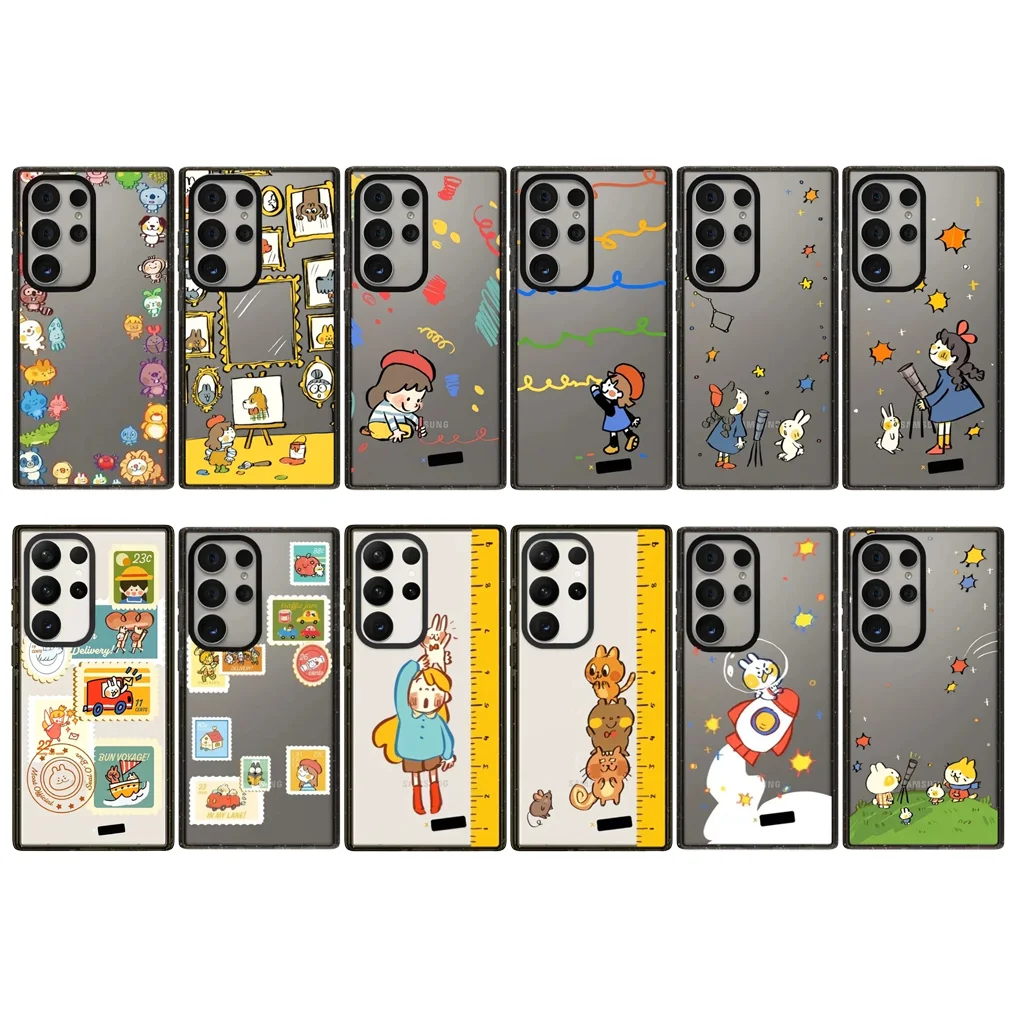 

Cartoon Colorful Line Graffiti Acrylic Border Magnetic Phone Cover for Samsung Galaxy S23 S24 S25 Ultra S25+ Plus Case