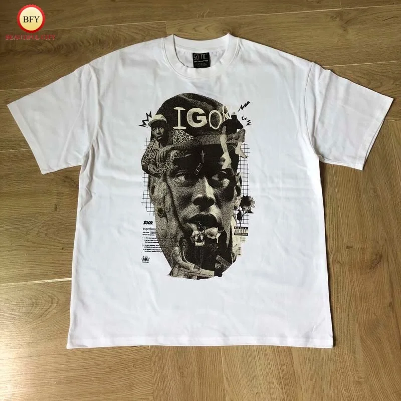 

Уличная одежда в стиле хип-хоп с принтом персонажей SAINT TEE Модные мужские и женские белые повседневные топы свободного кроя