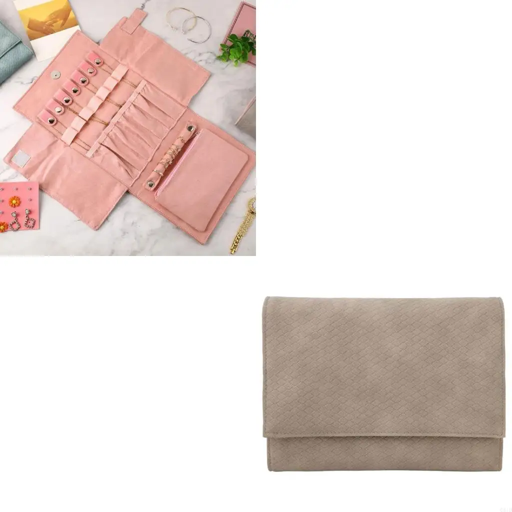 

Элегантные женские органайзеры для дорожных украшений со складной конструкцией и надежной застежкой для колец, серег и ожерелья