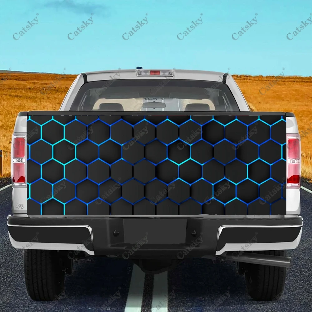 Rainbow Hexagon Car Tail Trunk Protect Vinly Wrap Sticker Decal Auto Hood Decoration Engine Cover for SUV Off-road Pickup