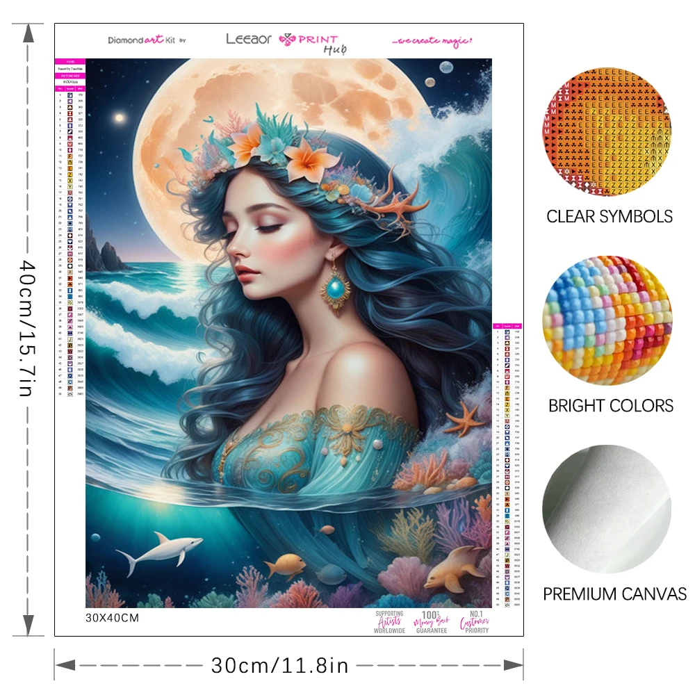 DIY Cartoon Diamond Painting Fantasy Ocean Girl Rhinestone Crystal Inlaid Embroidery Kit Coral Handmade Bedroom Decoration Gift