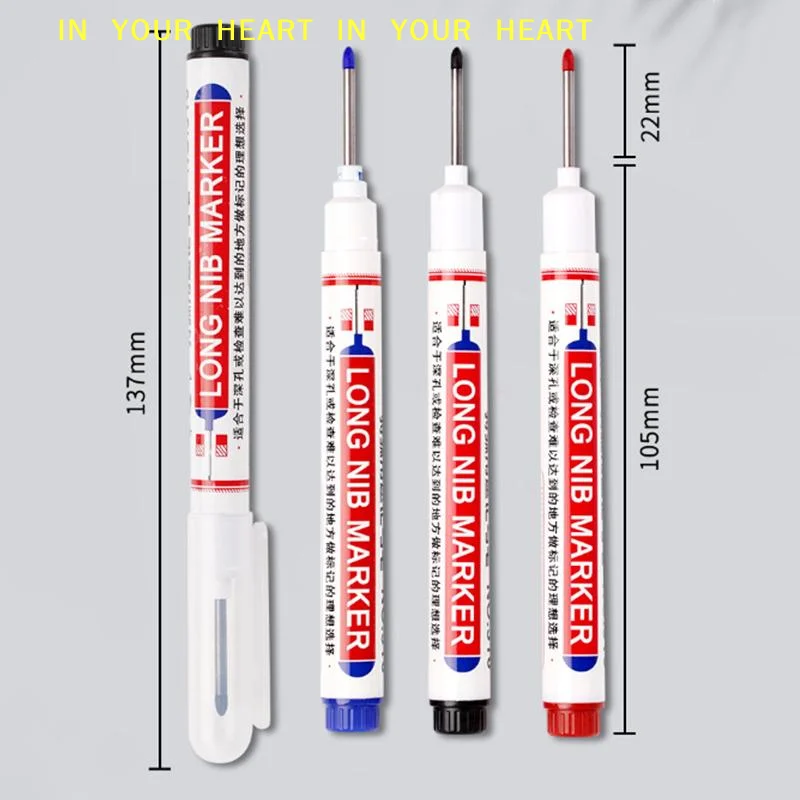 22mm Long Head Deep Hole Markers 3 Colors Writes on Rough Surfaces Permanent Multi-Purpose Pens for Woodworking Plumbing Marking