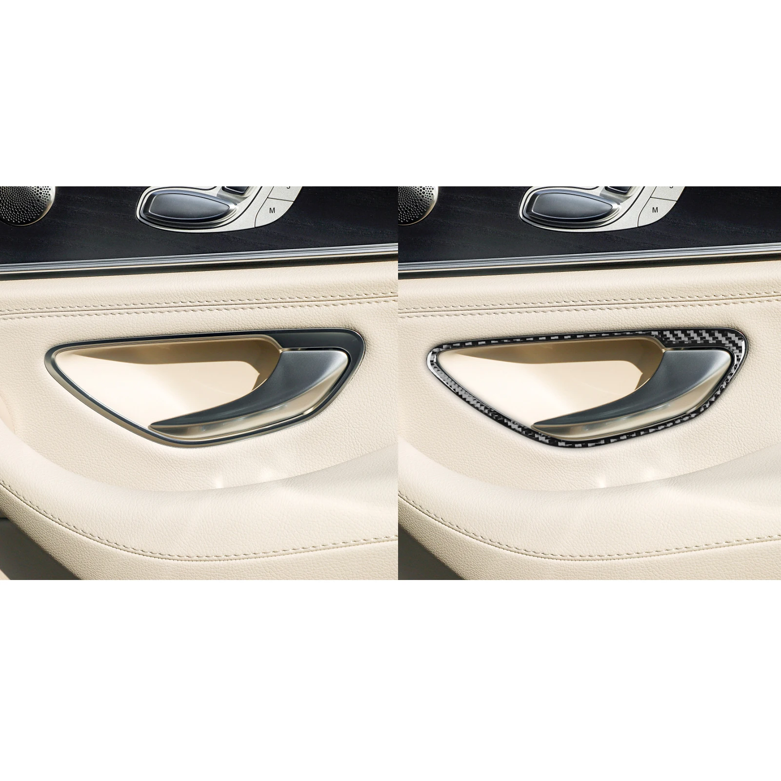 For Mercedes Benz E Class W213 2016-2022 Accessories Real Soft Carbon Fiber Interior Door Handle Frame Cover Trim Sticker