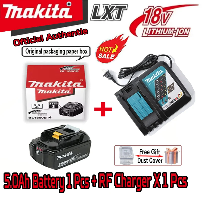 

Genuine 6Ah Makita 18V Rechargeable Power Tools Battery 18V makita with LED Li-ion Replacement LXT BL1860B BL1860 BL1850 Charger