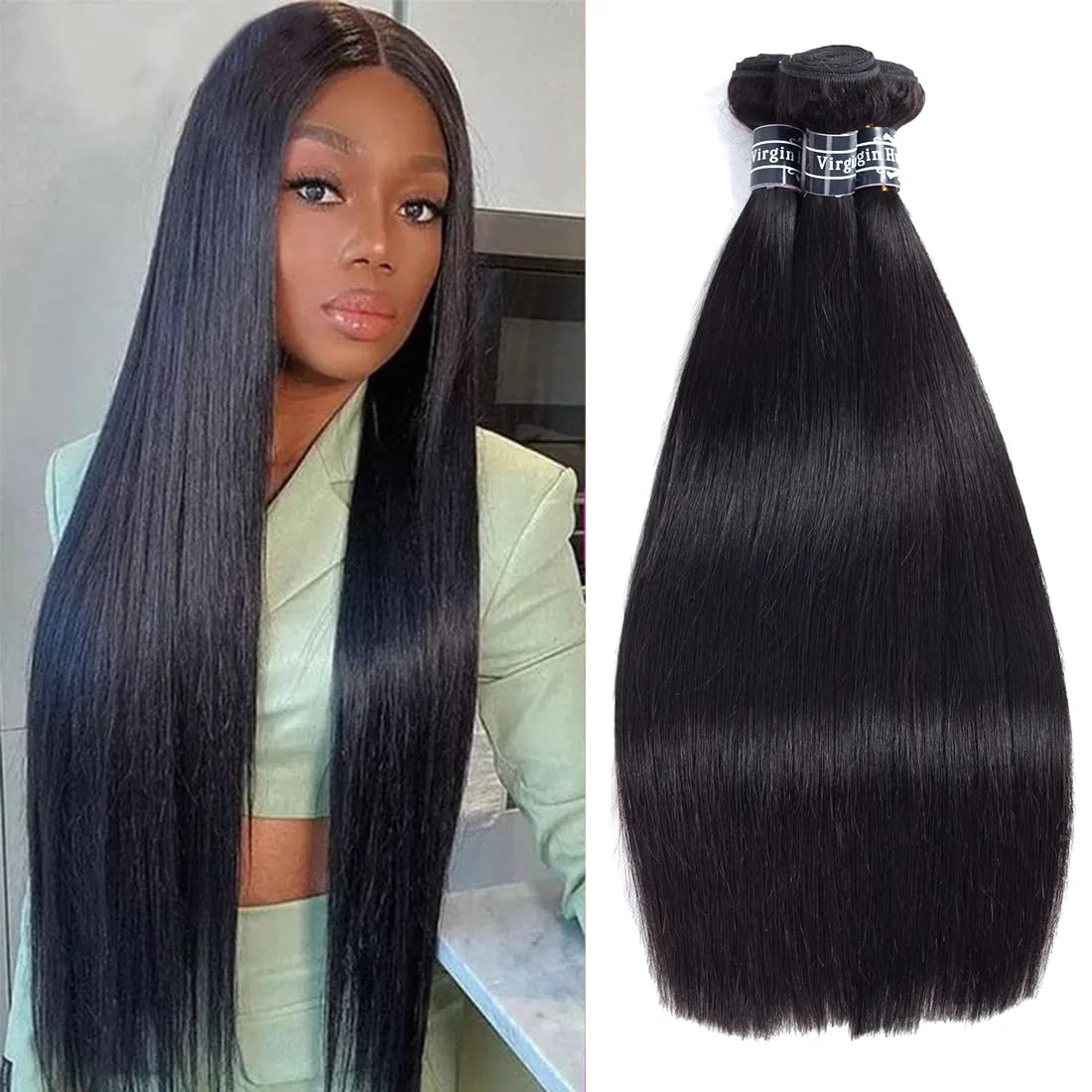 

Пучки человеческих волос Прямые пучки волос Плетение волос 22 24 26 дюймов Натуральный черный цвет Прямые пучки человеческих волос Мягкие и здоровые Un