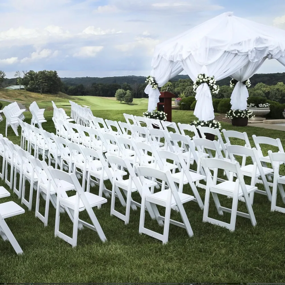 

White Resin Folding Chair with Cushion & Backrest,700LB Weight Capacity Event Chair,Indoor/Outdoor Lightweight Foldable Chair