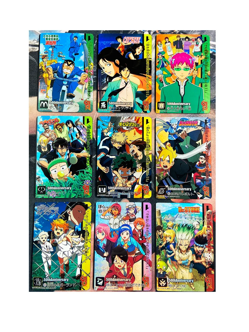 9pcs/set Jump 50th Anniversary Weekly Shonen Boruto Cat\'s Eye Three Sisters No.5 Hobby Collectibles Game Anime Collection Cards