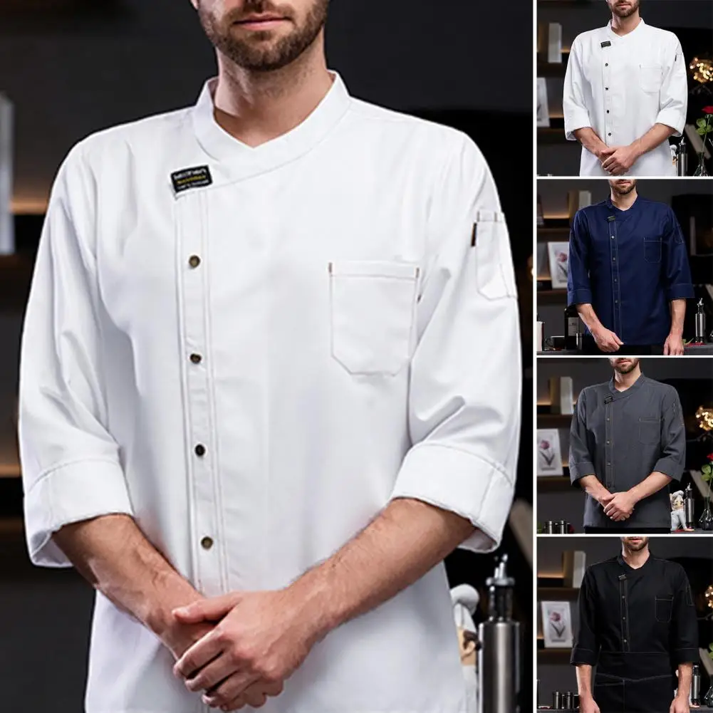 Chef-Kok Uniform Restaurant Met Lange Mouwen Professionele Kleding Koken Ober Jas Outfit Keuken Werkkamers Kok Dragen Effen Kleur