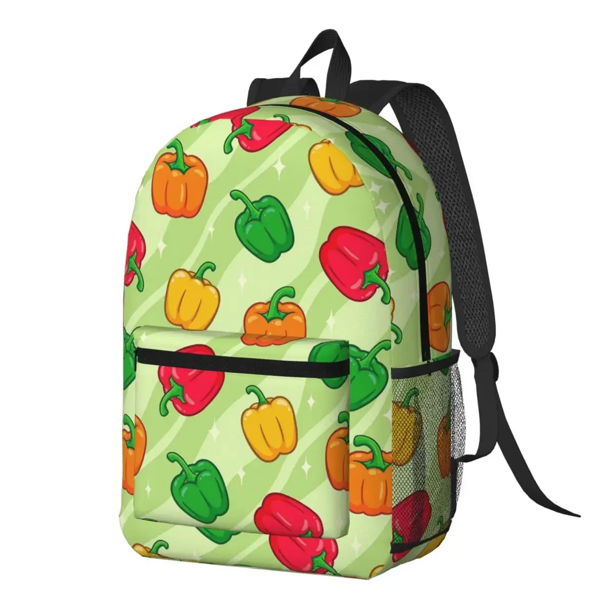 Fresh Colorful Chili Realistic Backpack Daypack Large Capacity Children BookBag School Bag Shoulder Bags for Men Women
