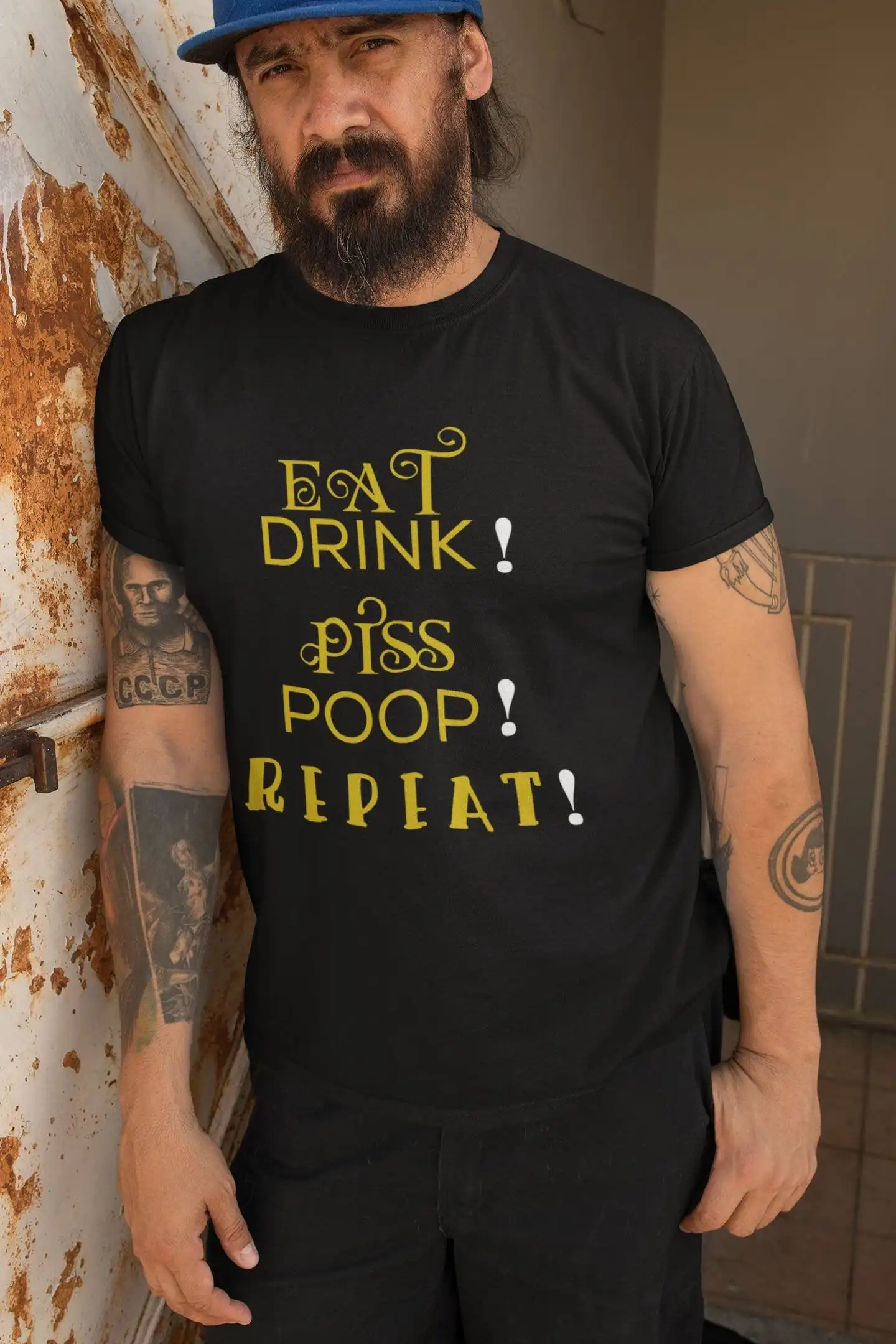 Drink Piss Poop Repeat T Shirt Funny Sarcastic With Saying Slogan Sassy Men