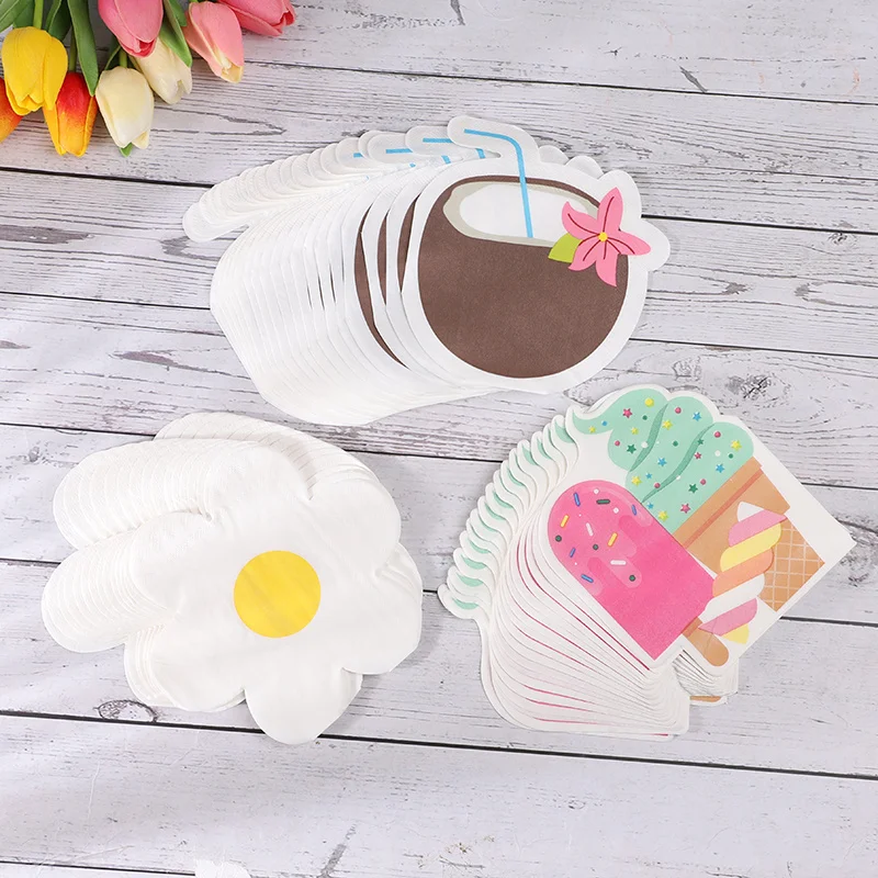 20Pcs Sweet Ice Cream Theme Paper Napkins Ballerina Disposable Tissues for Summer Beach Birthday Baby Shower Wedding Party Decor