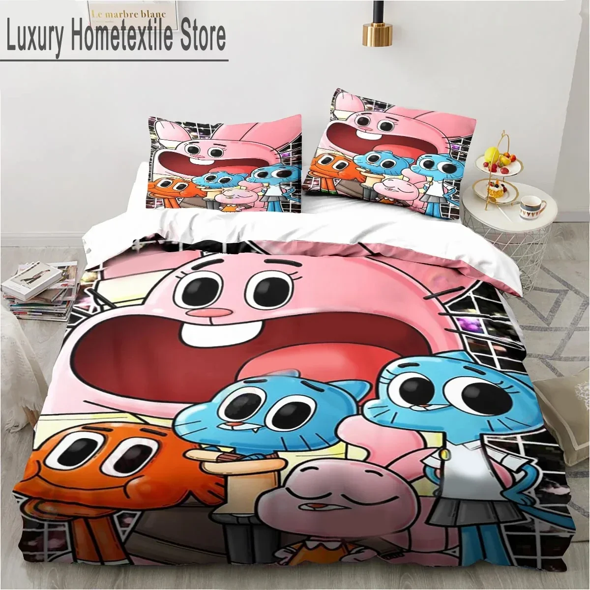 Cartoon The Amazing World Bedding Set Gumball Boys Girls Twin Queen King Size Duvet Cover Pillowcase Bed boys Adult