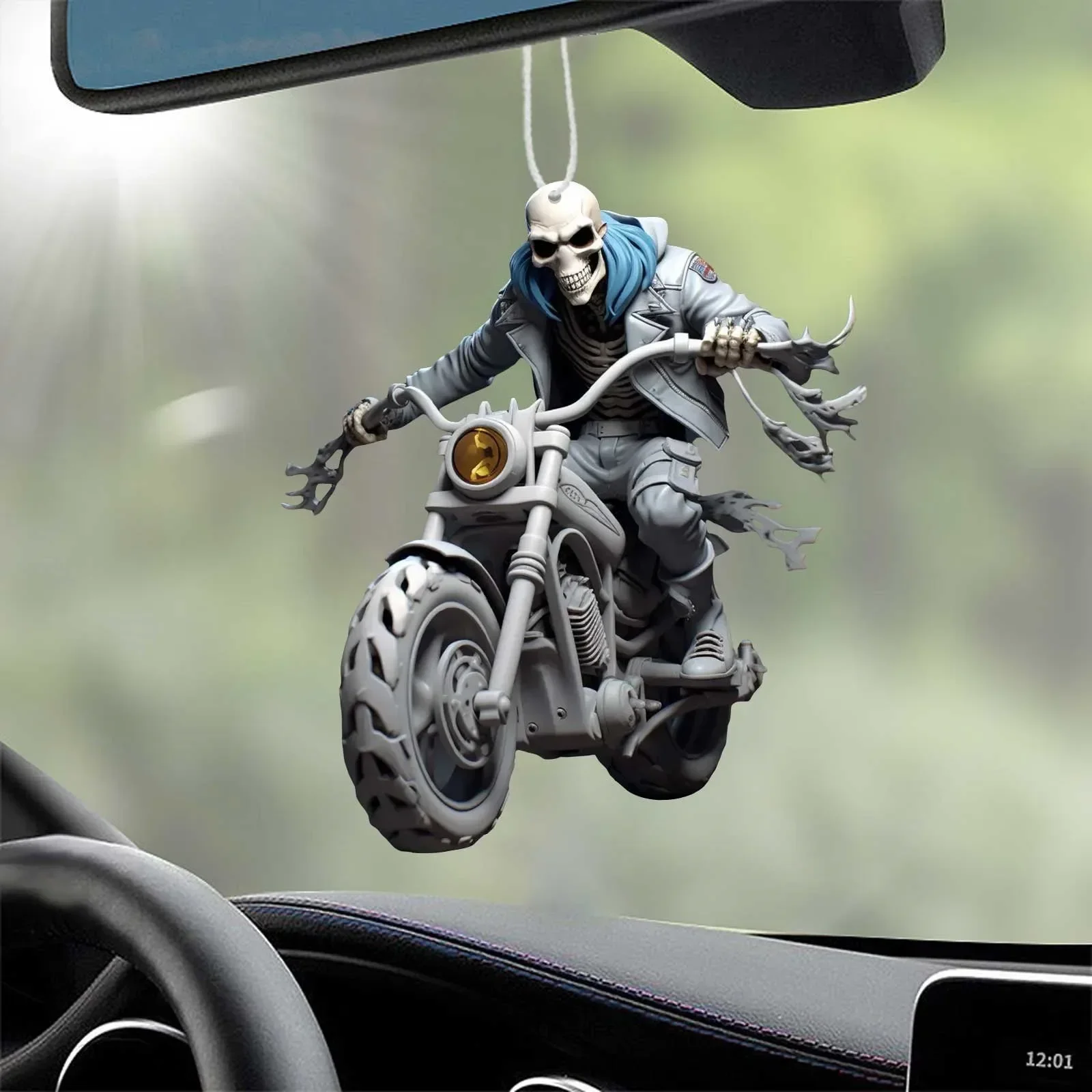 New Halloween Cool Skeleton Figures Skull Horrible Ornaments Car Mirror Decoration Pendant Interior Accessories Acrylic 2D