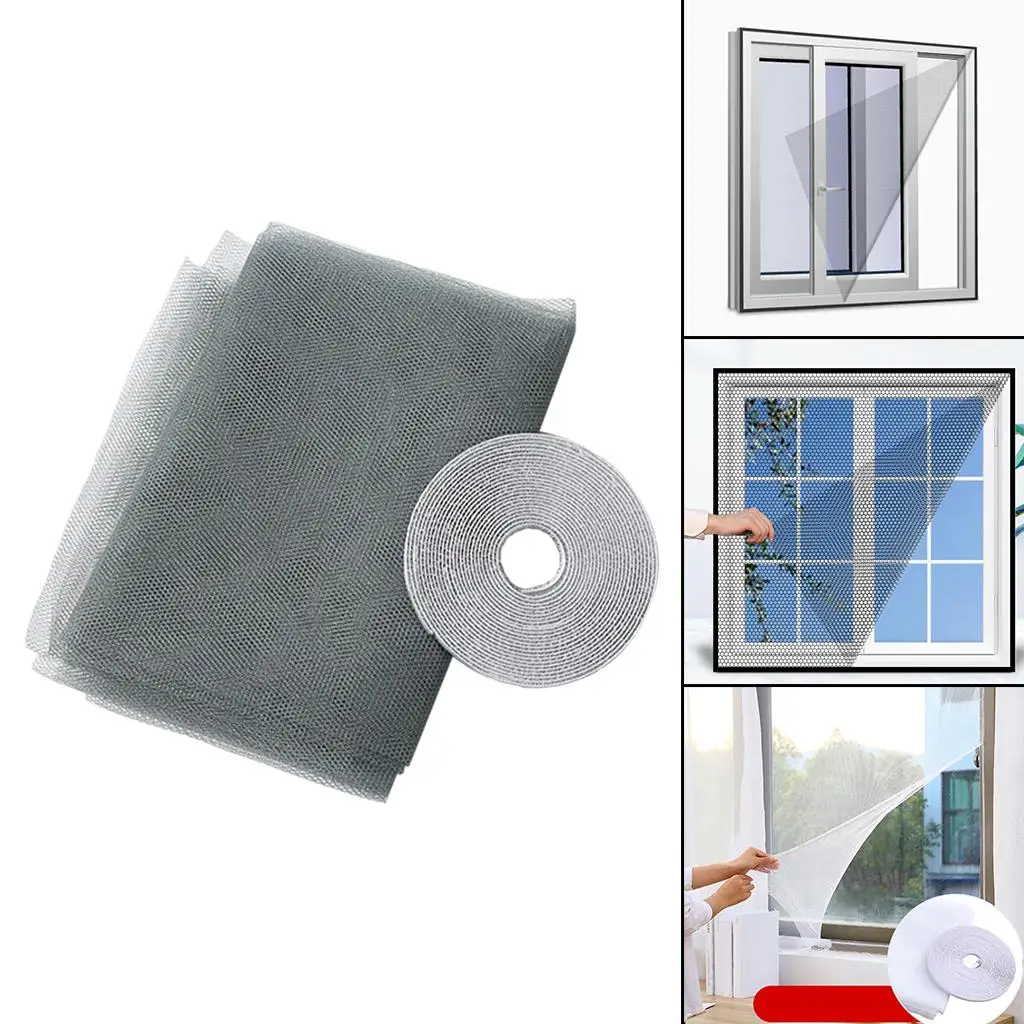 2xWindow Fly Screen Net Shield para Windows DIY Tamanho Cinza 1,3x1,5m