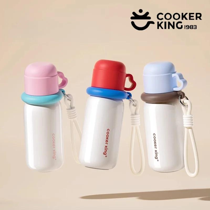 

COOKER KING 480ML Thermos Water Bottle for Kids Insulated Cup with Straw Stainless Steel Thermal Mug Keep Cold&Hot Vacuum Flask