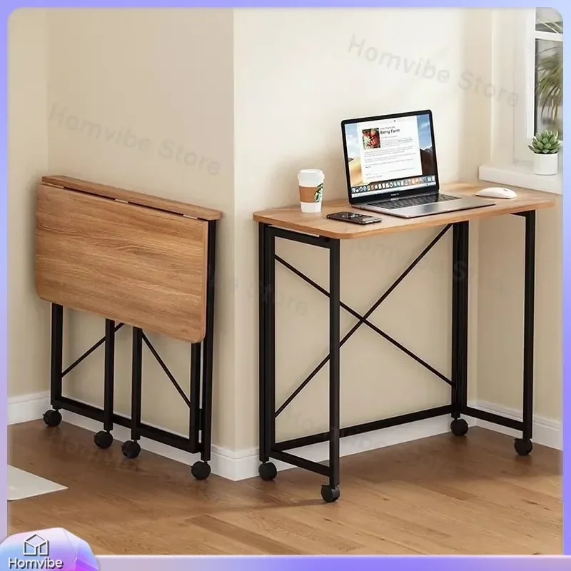 Foldable Table Portable Laptop Desk Small Space Saving Furniture Bedroom Bedside Study Workbench Compact Home Office Computer