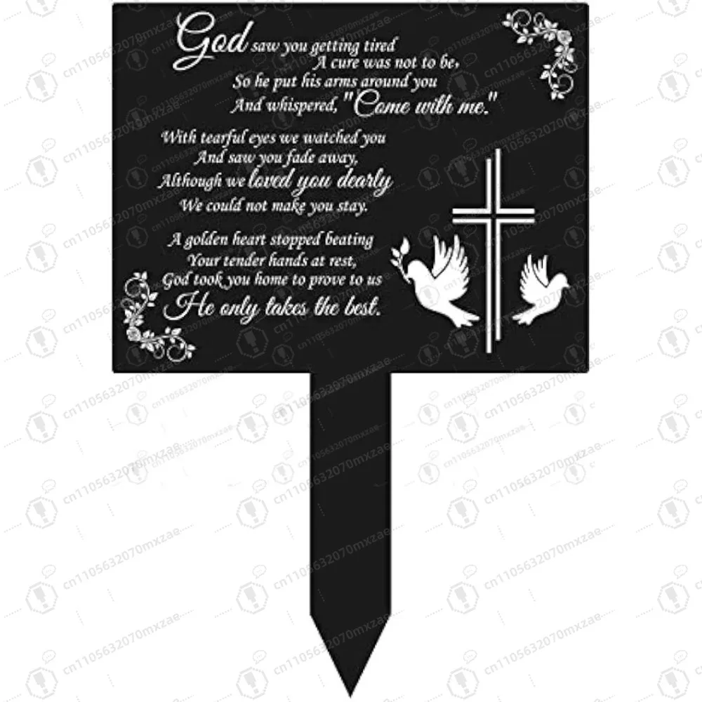 Metal Square Grave Markers for Cemetery 10.8x7.9 Inch Memorial Stake Human Gravesite Decorations