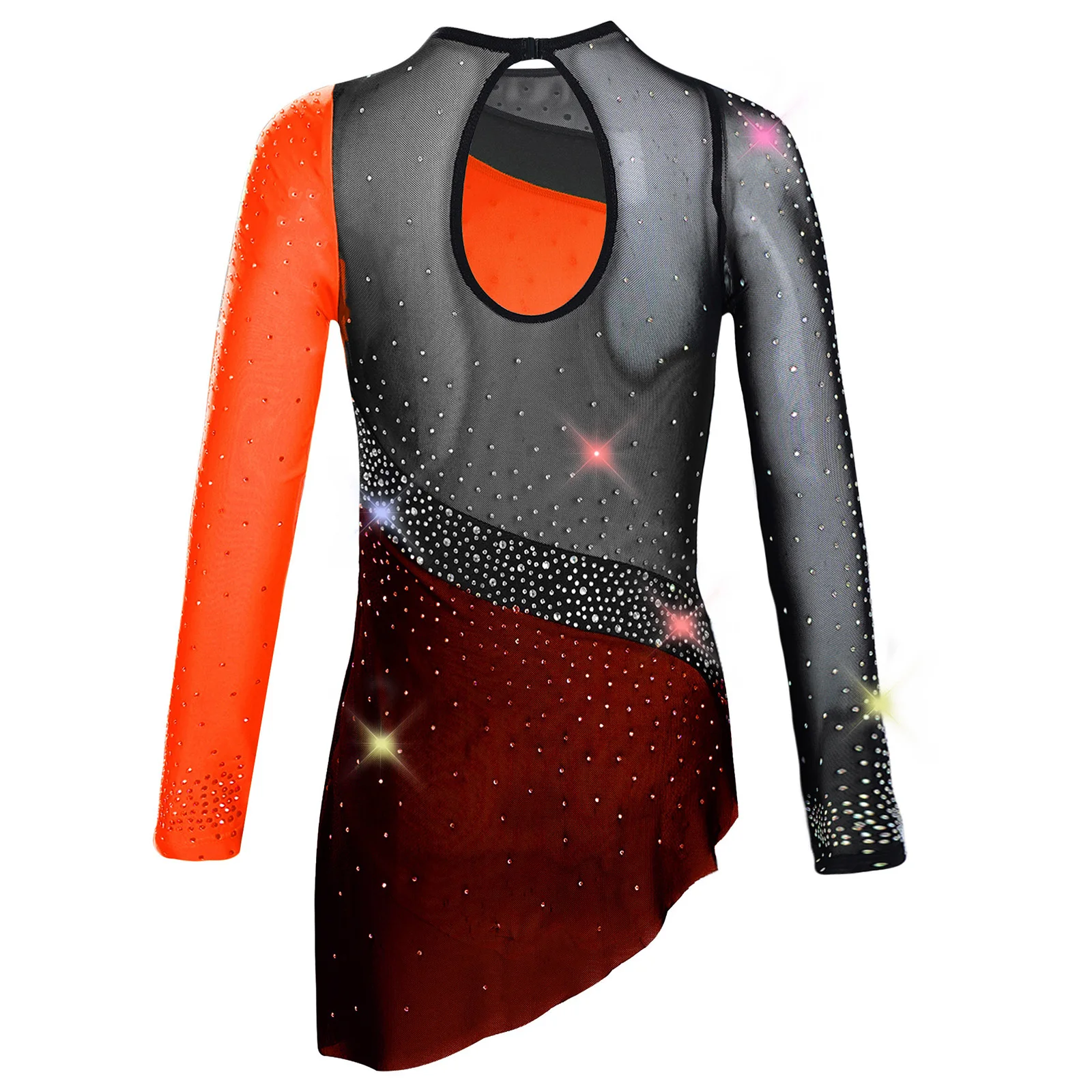 Crianças meninas ballet collant vestido ginástica rítmica lírica dancewear manga longa pura malha strass patinação artística collant