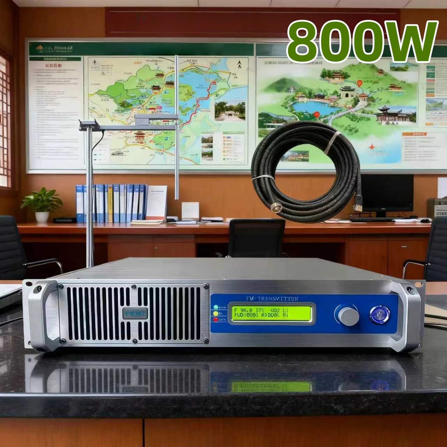 

TC- 800W Top-Grade FM Transmitter + Antenna & Cable – Consistent Stability for Scenic Spot Tourist Use