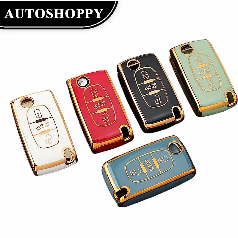 

2/3 Buttons TPU Car Remote Key Case Cover Shell For Peugeot 107 207 307 308 407 607 3008 5008 For Citroen Xsara Picasso C5 C6 C8