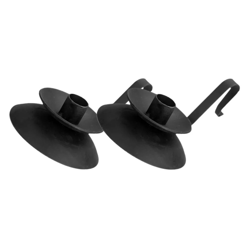 

2Pcs Iron European Iron Holder Style Black Metal Dining Table Candlesticks Retro Candlesticks For Home Hotel Bedroom