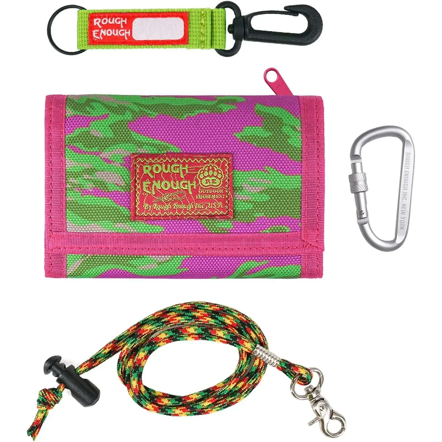 rough-enough-kids-wallet-for-boys-girls-teens-with-adjustable-neck-lanyard-keychain-zipper-coin-purse-travel