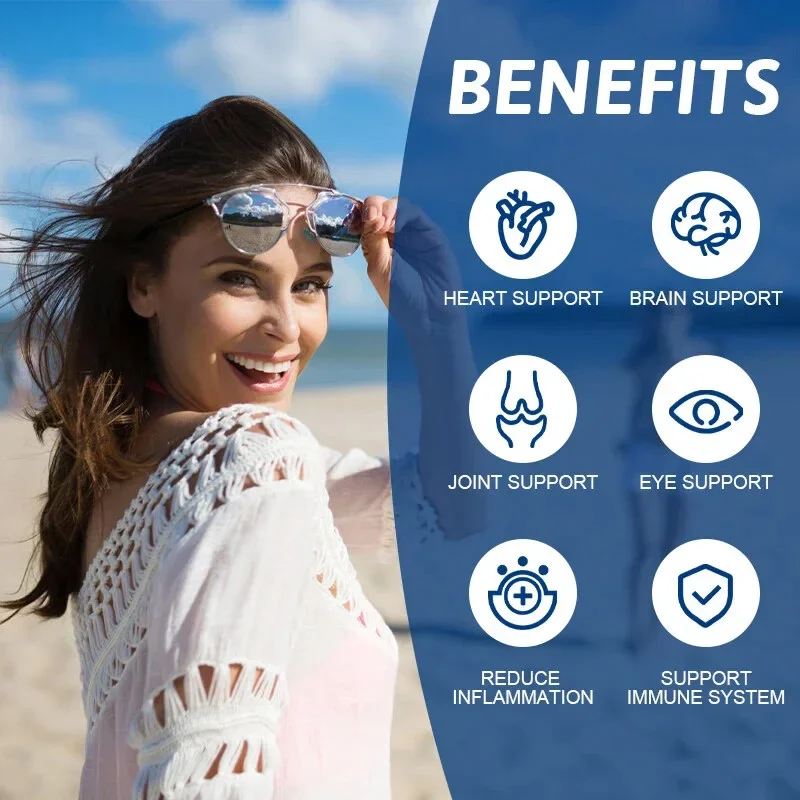 Omega 3 Fish Oil Supplement with Omega 3 & EPA & DHA, Support Heart, Brain, Joints, Skin, Eyes & Immune Health