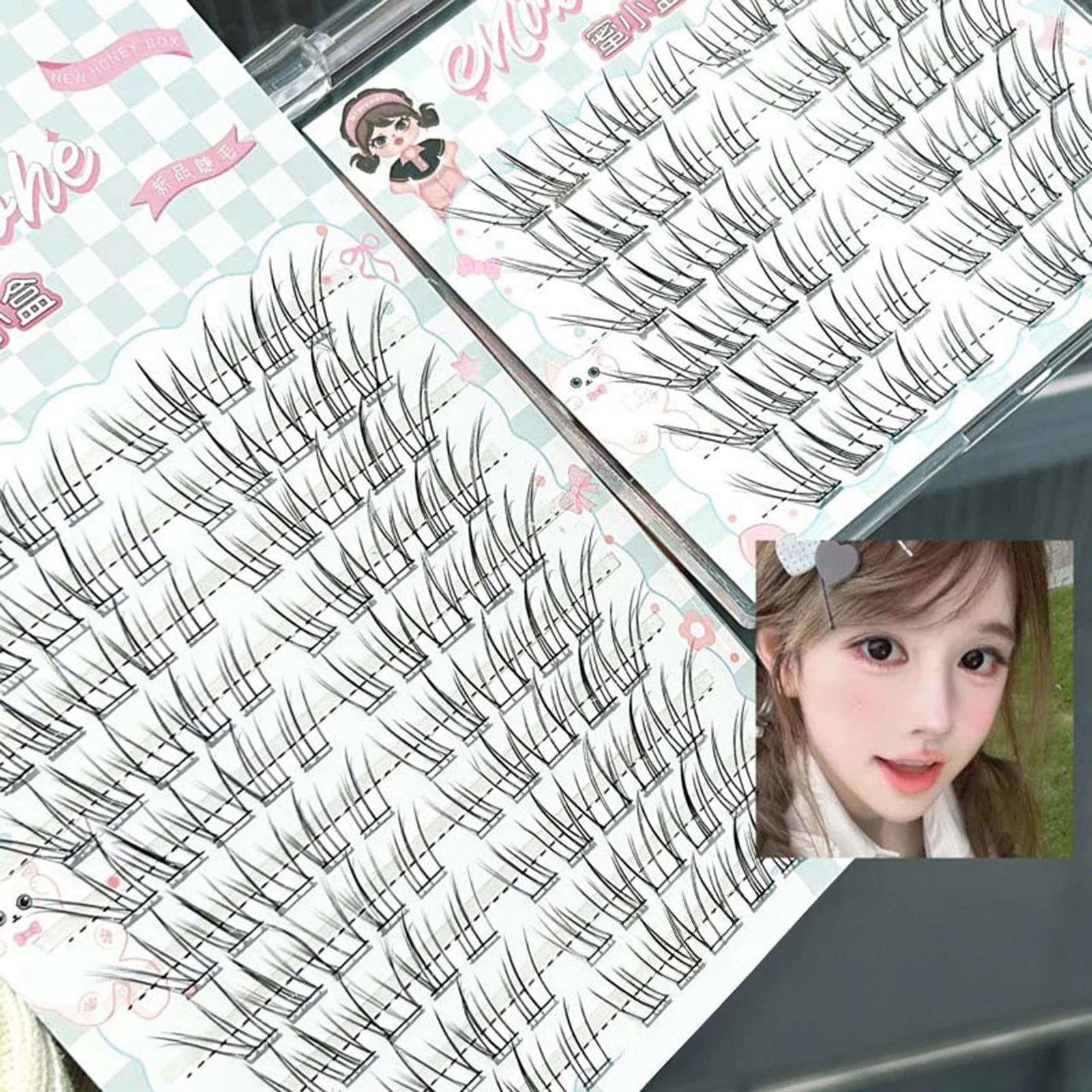 6/10rows Natural Deer Look False Eyelashes 10-12mm Mixed Length C Curl Lightweight Comfortable For Daily Makeup And Photography view 3