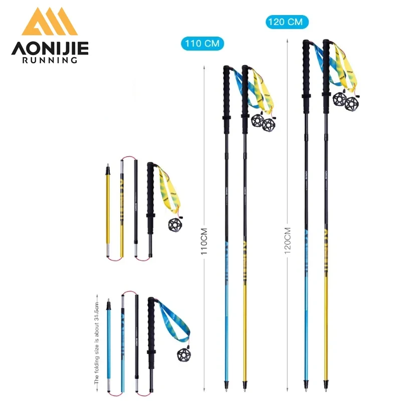 AONIJIE Climbing Stick Carbon Fiber Canes Camping Hiking Trekking Poles Ultralight Folding Walking Sticks Trail Running Poles