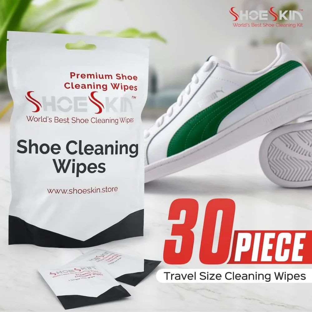 30-Pack Shoe Cleaning Wipes - Textured, Travel-Friendly, Safe for All Shoes
