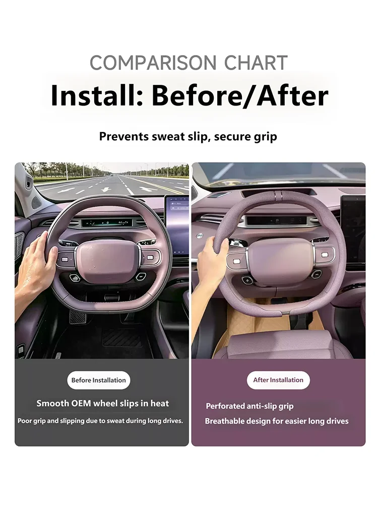 Auto Interior Accessories All Seasons For Xpeng GX 2026 2027 Non-slip And Breathable Leather Car Two-stage Steering Wheel Cover