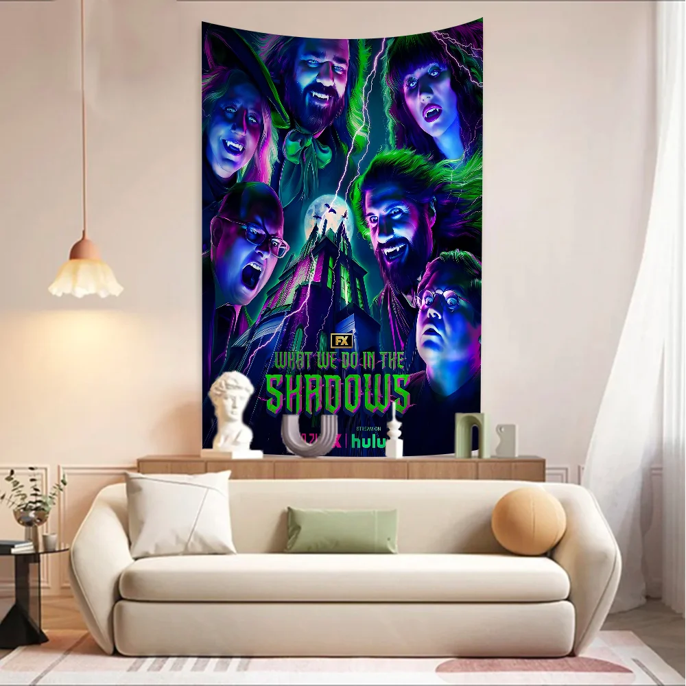 Tapices de pared bohemios para decoración de habitación, tapiz colgante de película que lo hacemos en las sombras, Mandala, Kawaii