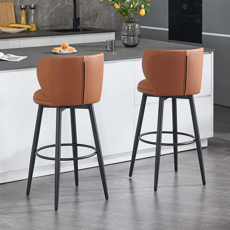 Simple Footstool for Home Use, Modern Island Platform, High Chair, Light Luxury Rotating Backrest Chair, Bar Counter Chairs