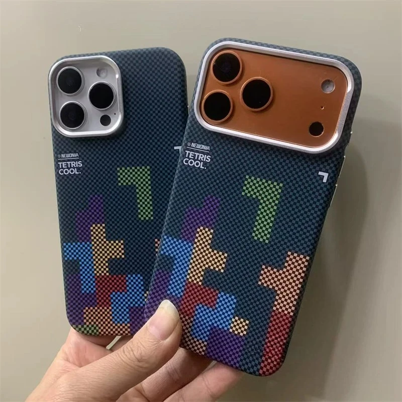 Geometry Splicing Squares Magnetic Case for iPhone 17 16 15 Pro Max 17Air Camera Lens Armor Protective Hard PC Phone Cover Shell