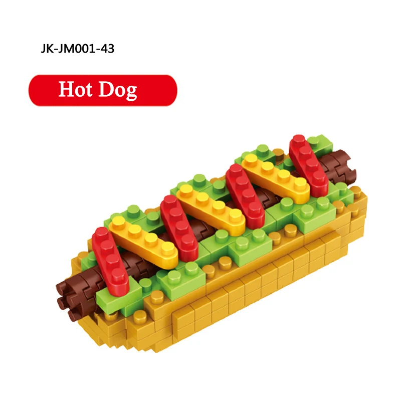 Mini Fast Food Building Blocks DIY Food Burger Fries Pizza Hot Dog Wine 3D Model Assembly Bricks Children\'s Educational Toy Gift