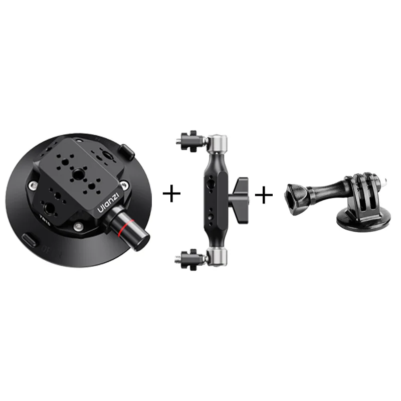 Ulanzi TB15 Camera Zuignap Autohouder Mount voor Gopro Insta 360 DJI Actie Camera Telefoon DSLR met 1/4 "3/8" 360 °   Verstelbaar