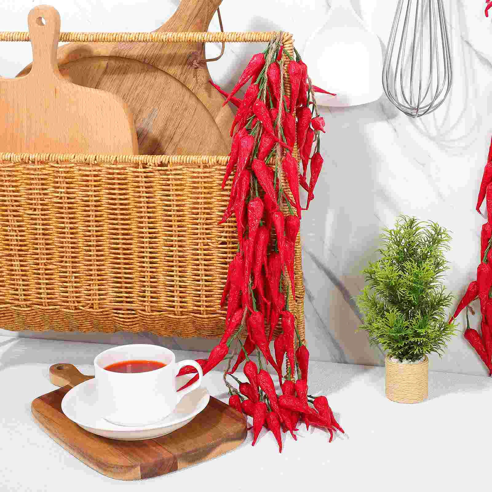 5 Pcs Artificial Chili Peppers Model Decoration Simulation Fake Vegetable Window Pendant Plant