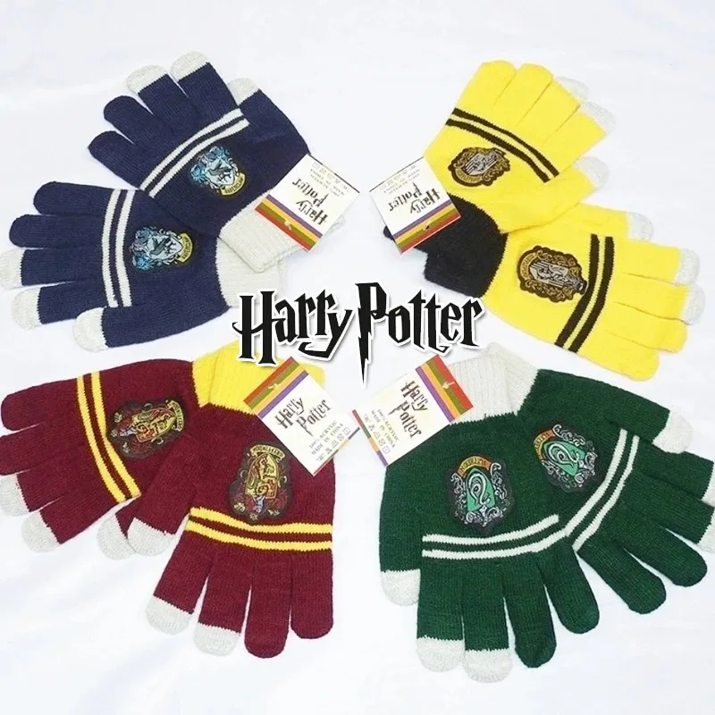 Harry Potter Gloves Kids Baby Girls Boys Winter Knitted Gloves Hogwarts Cartoon Warm Mittens Cute Gloves for Women Men