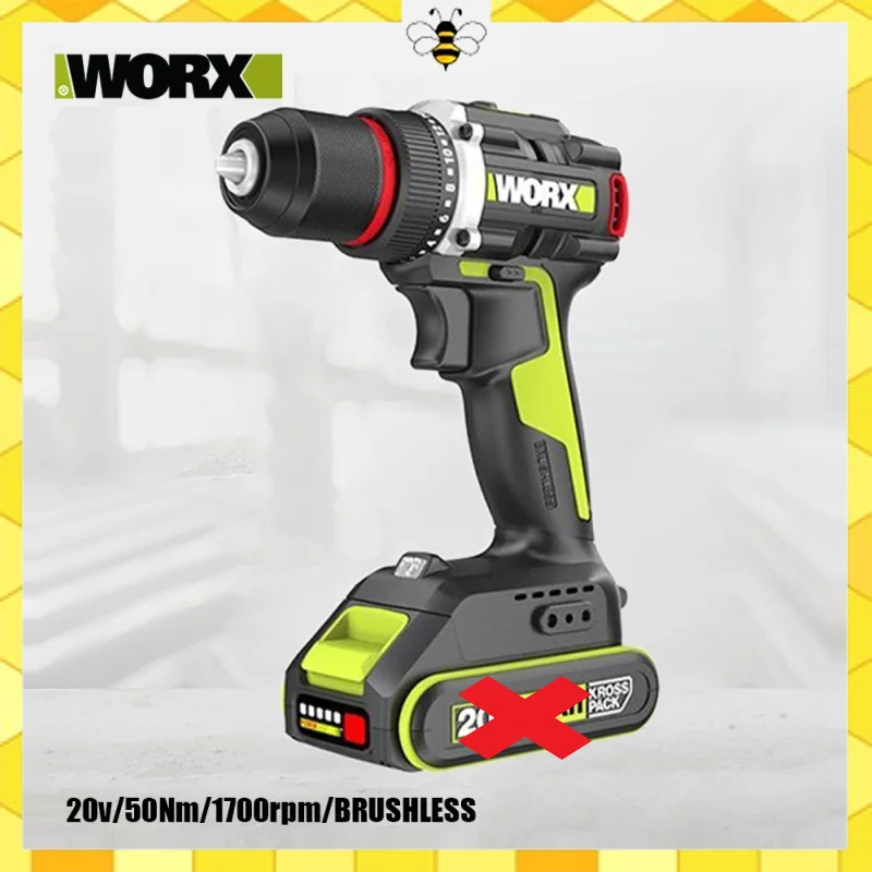 Worx WU173 Wireless Dual Speed Drill Rechargeable Brushless 20v 50Nm 1900rpm 18+1 Torque （Without battery and charger）