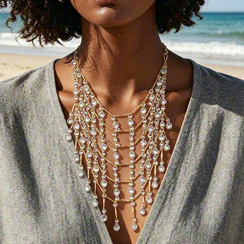 

ZAA Multi-layer Starfish Charm Necklaces for Women Colorful Beaded Shell Pendant Necklace Summer Beach Vacation Jewelry Gifts
