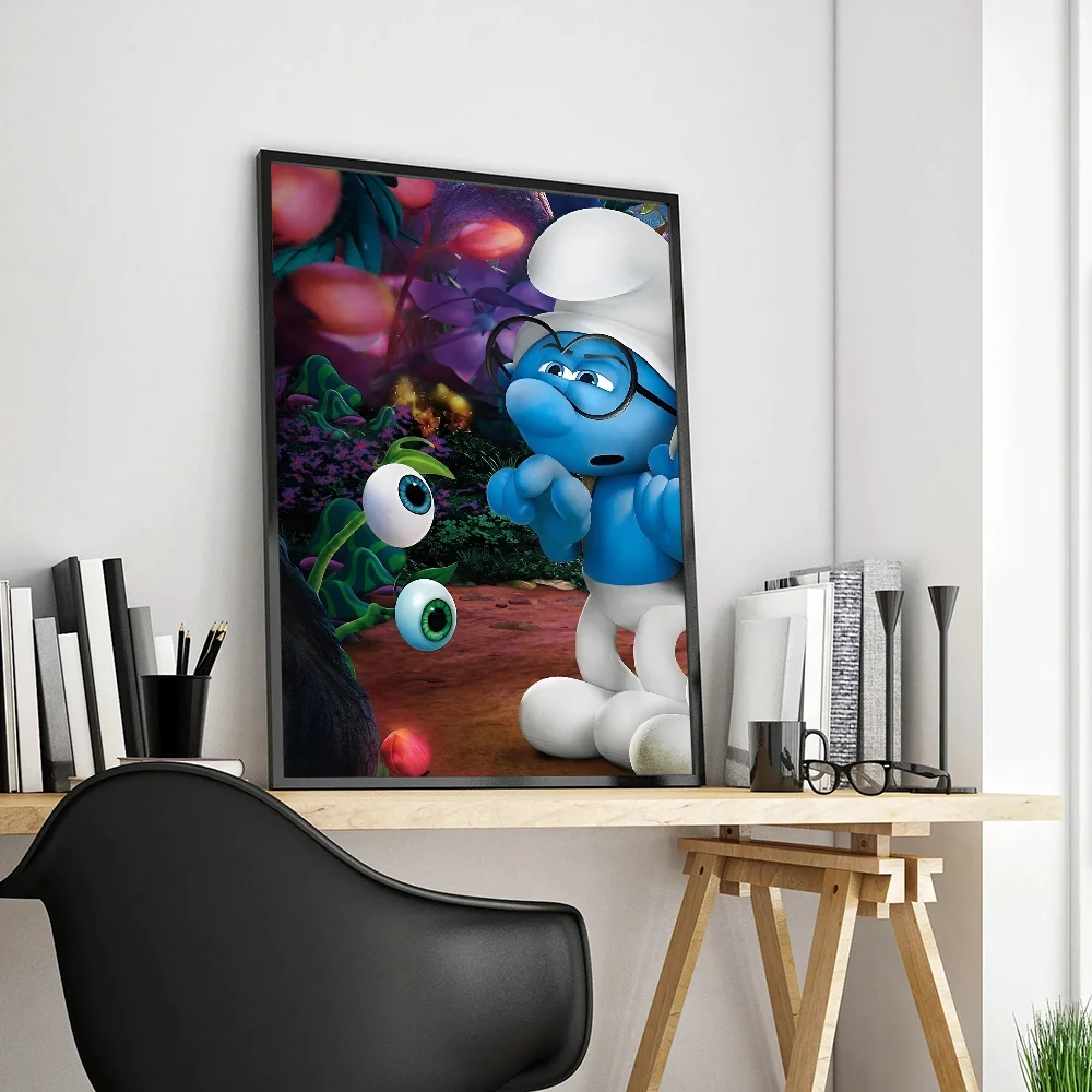 Cute S-Smurf-fes Anime Posters Sticky Waterproof Paper Sticker Coffee House Bar Kawaii Room Decor