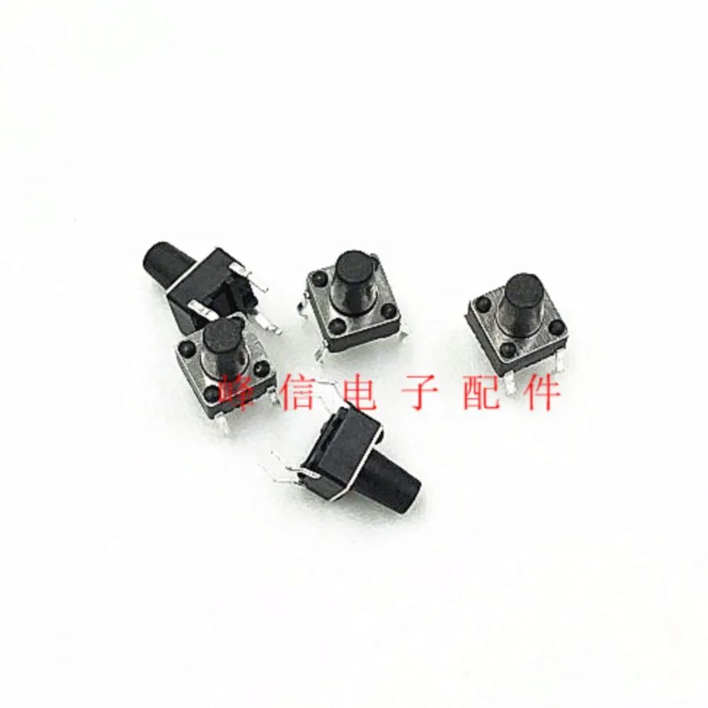 100Pcs Small Micro Touch Button Switch Button Micro Reset Straight Plug 4 Feet 6*6*8.5 Touch Switch Long Handle