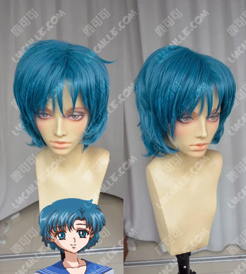 Mizuno Ami Short Blue Cosplay Wig for Women’s & Man's Mercury Role Play Halloween Costume Wigs