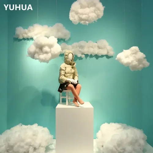 인공 클라우드 화이트 코튼 구름 장식 소품, 웨딩 숍, 생일 파티 사진, 거실 DIY 걸이식 장식  Best5