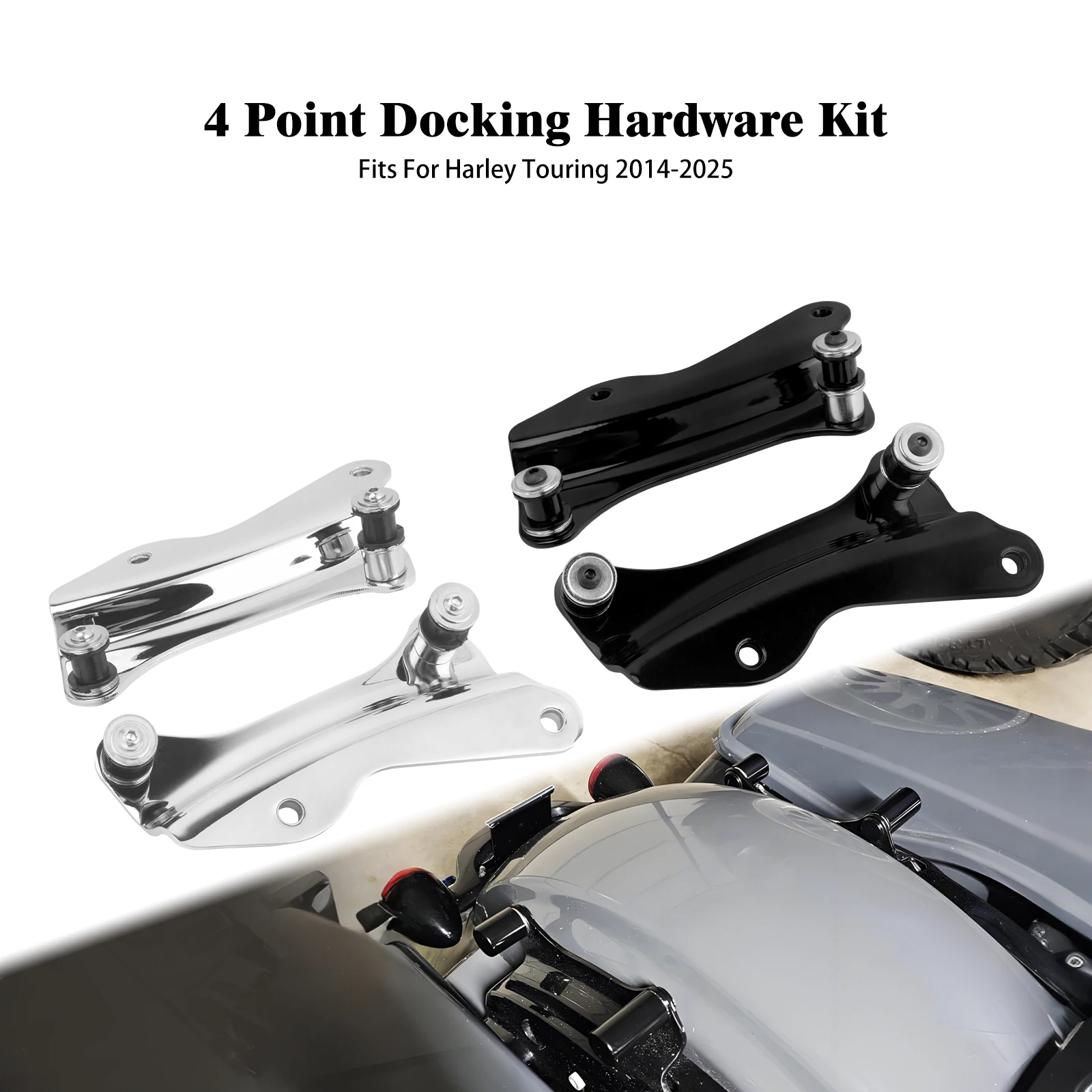 

Motorcycle 4 Point Docking Hardware Kit Detachable Cover For Harley Touring Road Glide FLTRX Road King Street Glide FLHX 14-Up