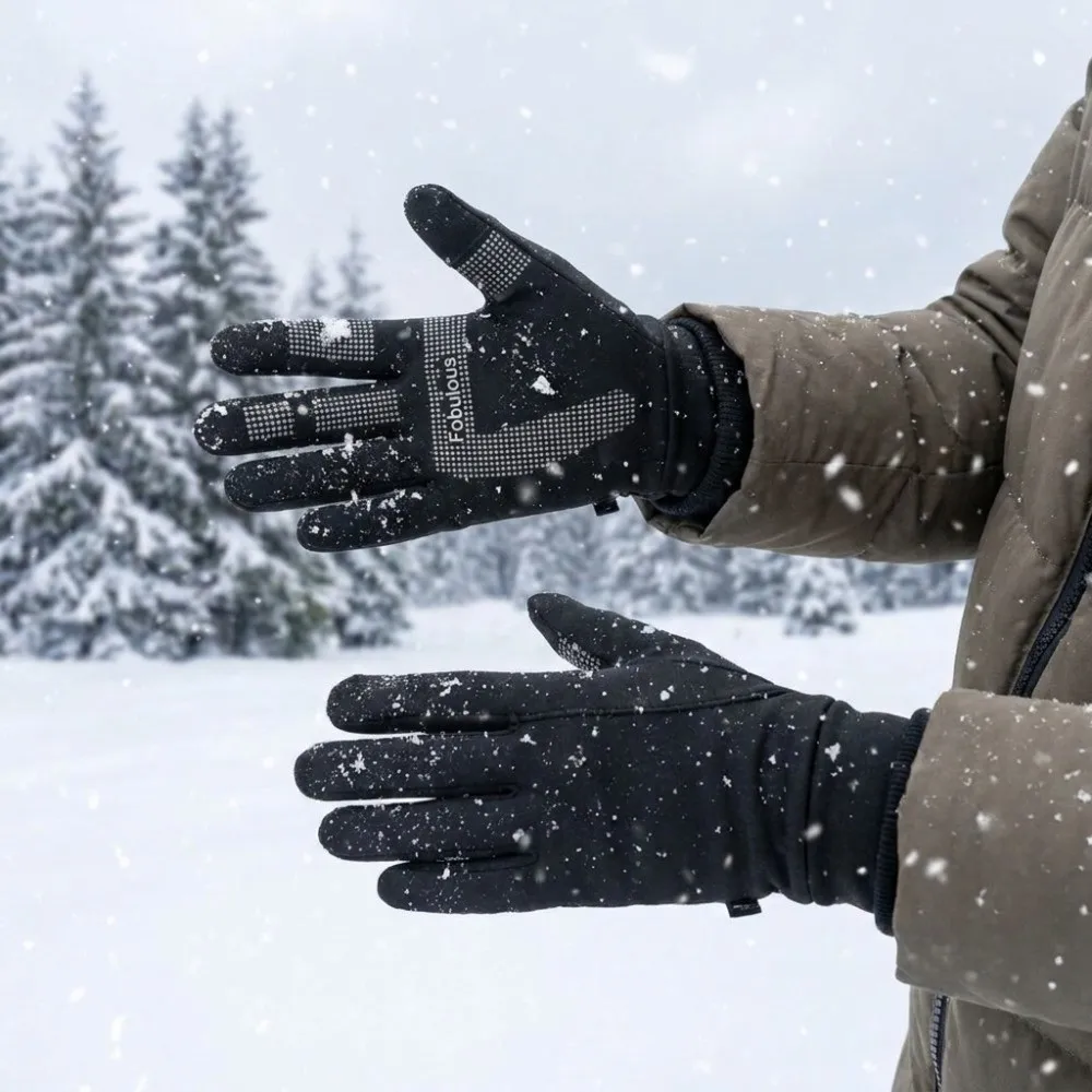 Buckle Waterproof Winter Touchscreen Gloves Full Finger Windproof Thermal Cycling Gloves Breathable Thickened Ski Gloves Travel